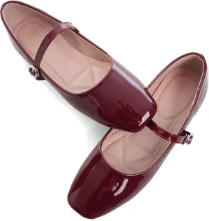 WENJIAZHIZHI Women's Ballet Flats Square Toe Comfortable Mary Jane Shoes Dressy Casual Slip-On Ballerina Working Flats Shoes