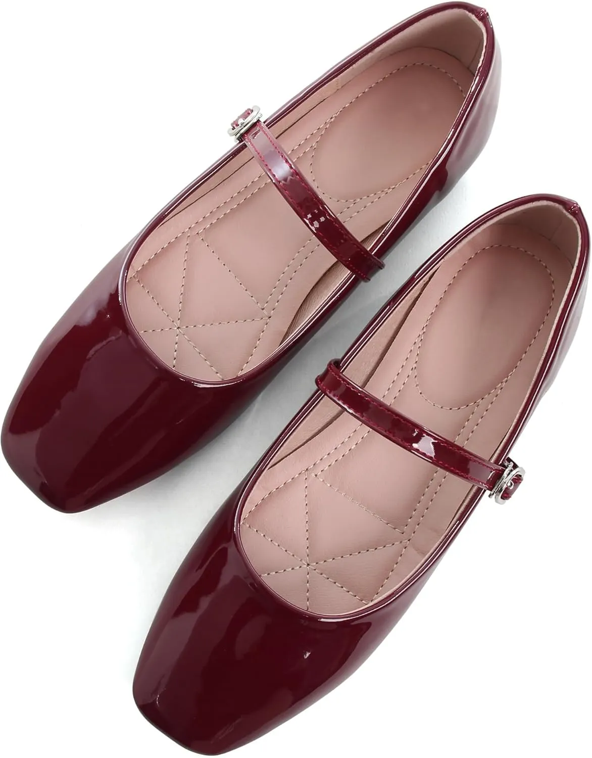 WENJIAZHIZHI Women's Ballet Flats Square Toe Comfortable Mary Jane Shoes Dressy Casual Slip-On Ballerina Working Flats Shoes