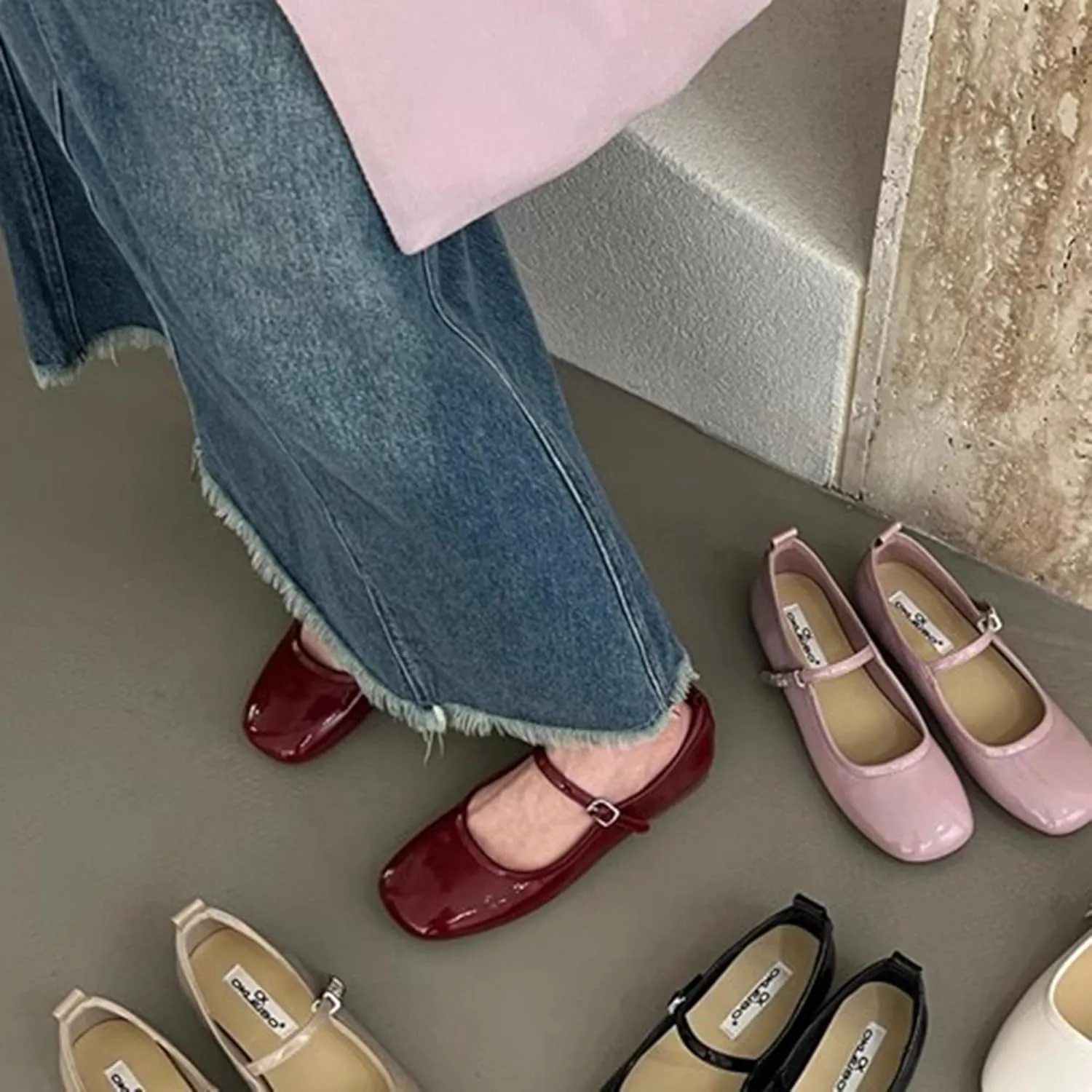 WENJIAZHIZHI Women's Ballet Flats Square Toe Comfortable Mary Jane Shoes Dressy Casual Slip-On Ballerina Working Flats Shoes