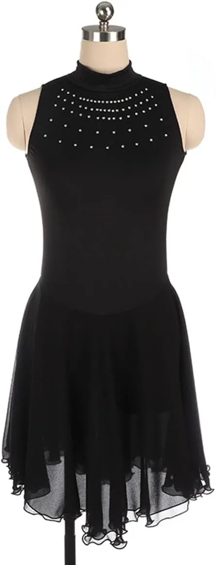 Winter Sports Figure Skating Dress Turtleneck Sleeveless Ballet Dance Sparkly Tutu Dress Crystal Activewear