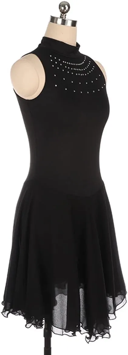 Winter Sports Figure Skating Dress Turtleneck Sleeveless Ballet Dance Sparkly Tutu Dress Crystal Activewear