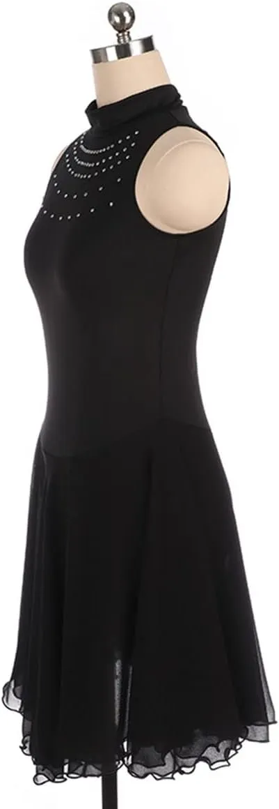 Winter Sports Figure Skating Dress Turtleneck Sleeveless Ballet Dance Sparkly Tutu Dress Crystal Activewear