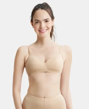 Wirefree Padded Super Combed Cotton Elastane Stretch Full Coverage Slip-On Beginners Bra - Light Skin