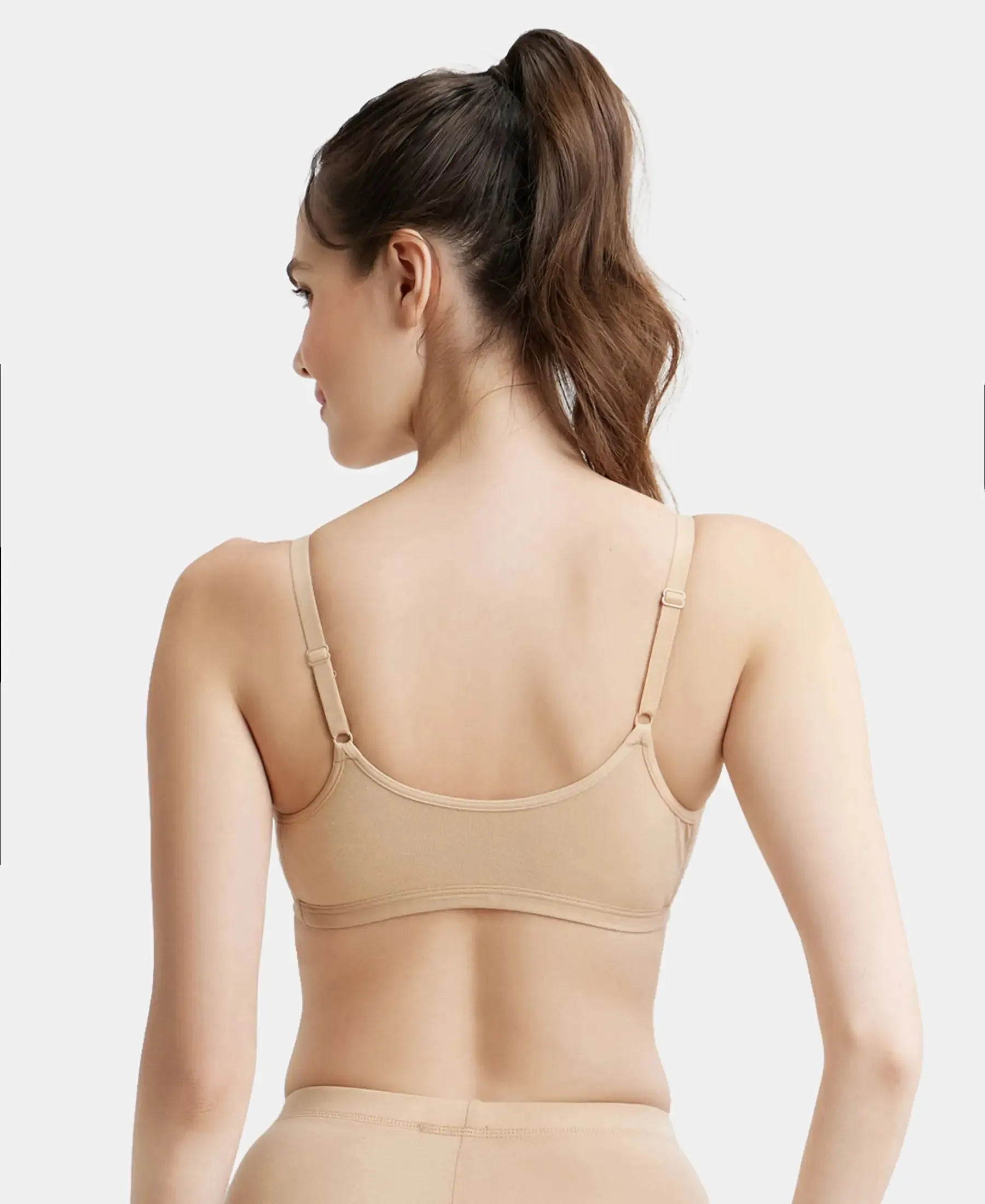 Wirefree Padded Super Combed Cotton Elastane Stretch Full Coverage Slip-On Beginners Bra - Light Skin