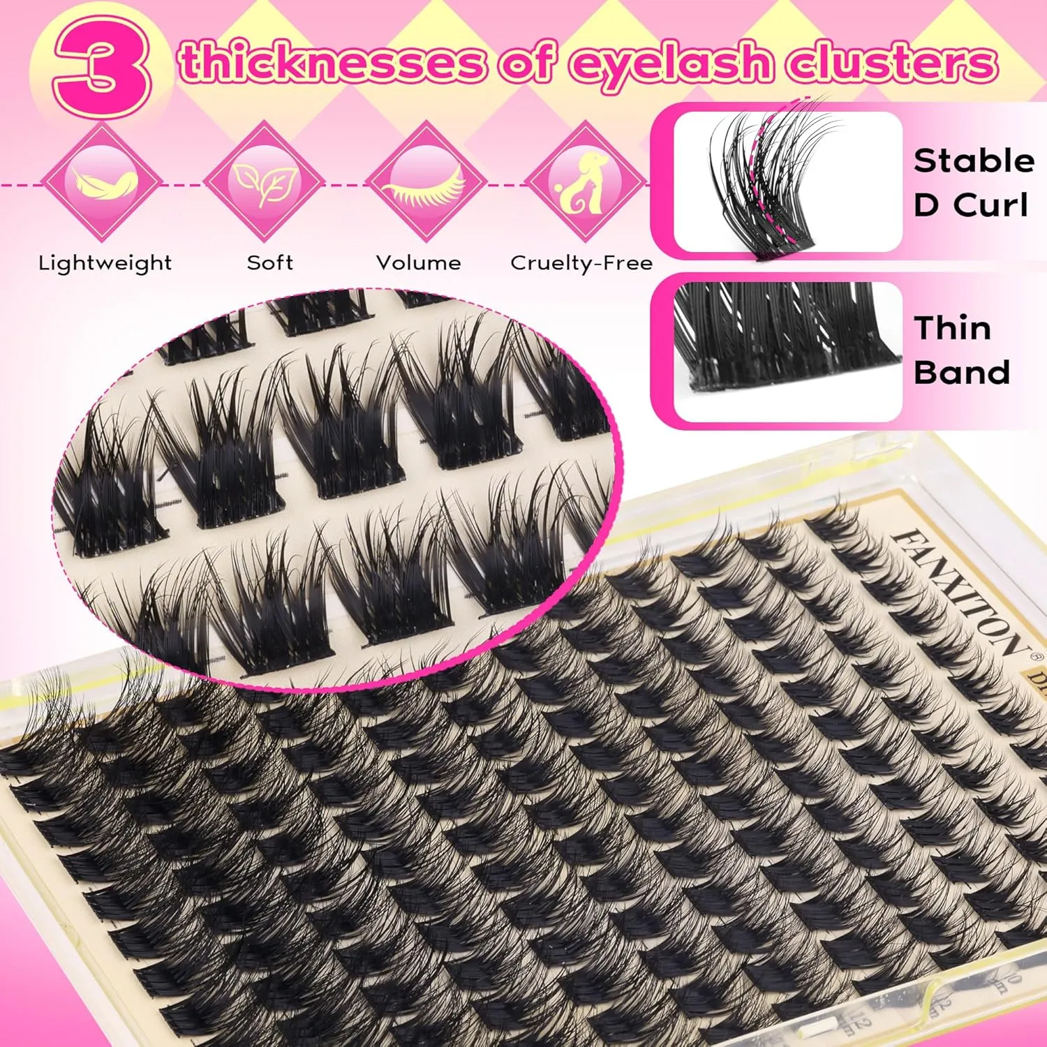 Wispy Lash Clusters Kit Lash Extension Kit Natural Cluster Lashes D 8-16mm Clusters Eyelash Extensions Thick Lashes Cluster Flat Individual Lashes with Lash Bond and Seal Tweezers