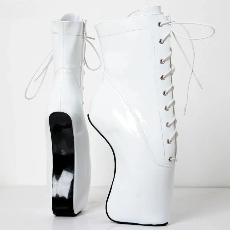Women Ankle Boots 18CM High Hoof Heel Lace up Ladies Sexy Ballet Boots Size 36-46