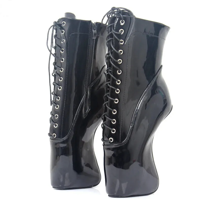 Women Ankle Boots 18CM High Hoof Heel Lace up Ladies Sexy Ballet Boots Size 36-46