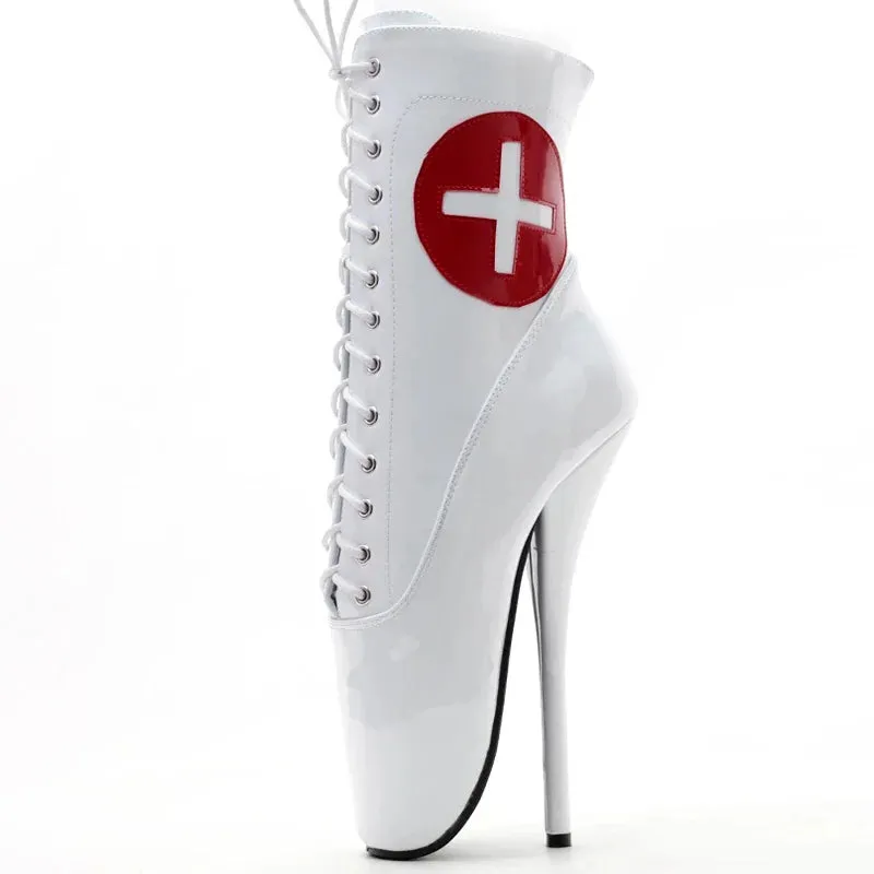Women Ankle Boots 18CM Super High Heel Stiletto Nurse Cosplay Sexy  Shoes