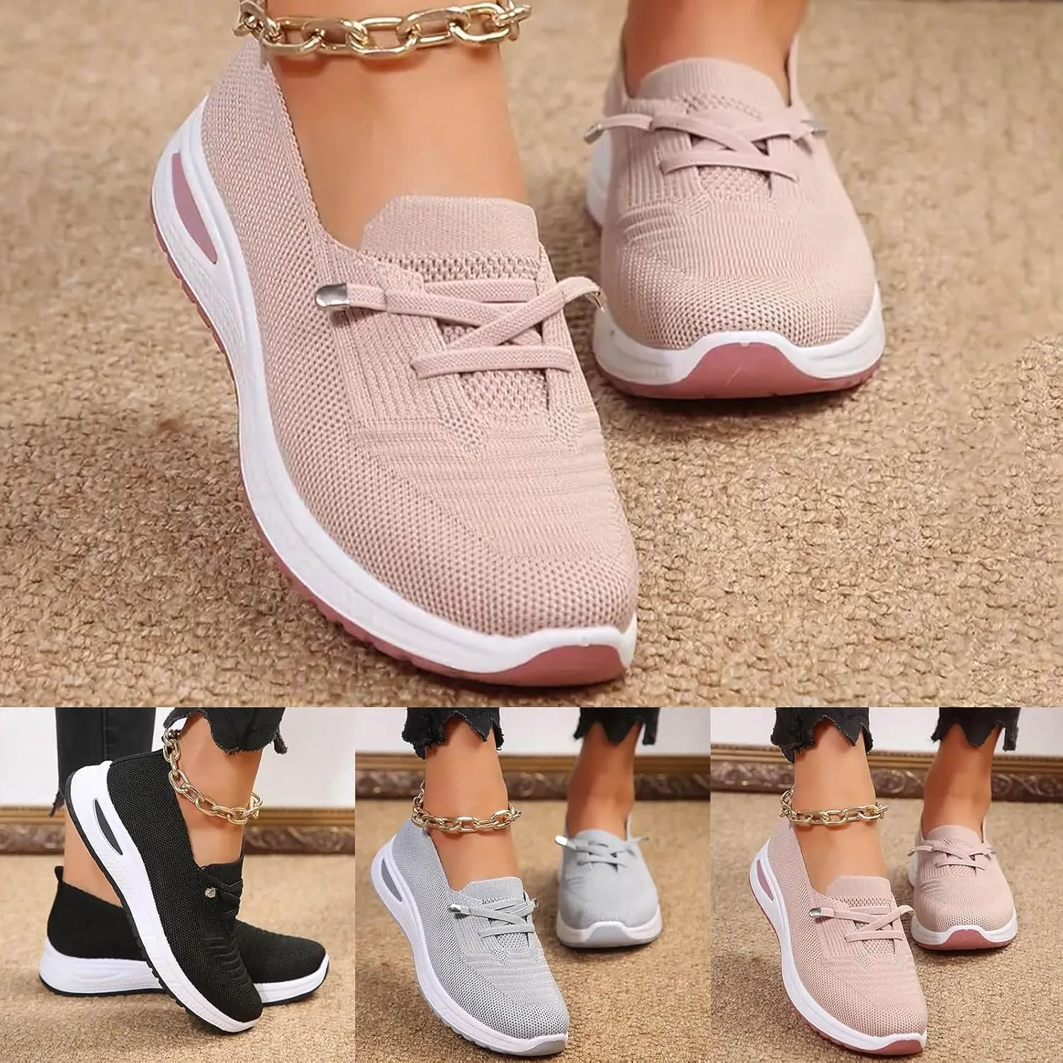 Women Comfy Orthopedic Walking Shoes, 2024 New Orthopedic Women's Breathable Slip On Arch Support Non-Slip Sneakers