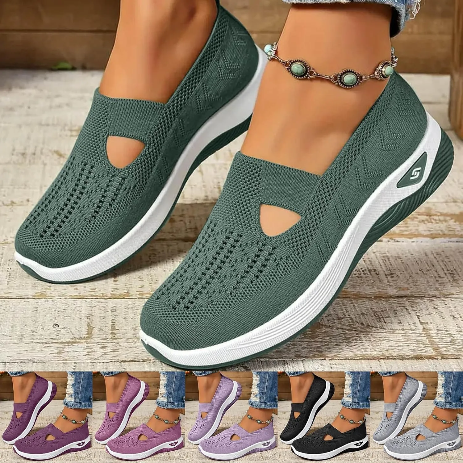 Women Comfy Orthopedic Walking Shoes, 2024 New Orthopedic Women's Breathable Slip On Arch Support Non-Slip Sneakers