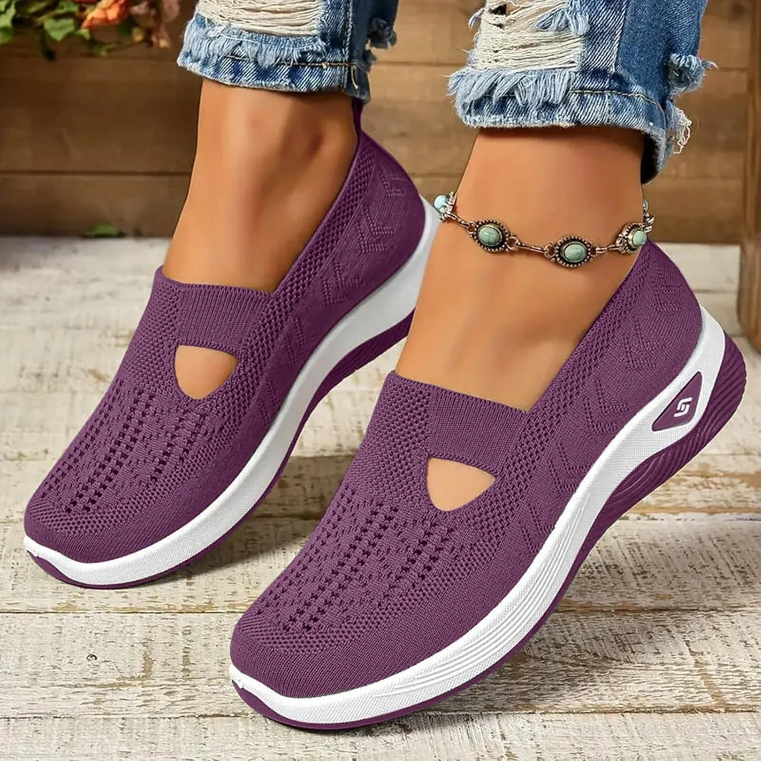 Women Comfy Orthopedic Walking Shoes, 2024 New Orthopedic Women's Breathable Slip On Arch Support Non-Slip Sneakers