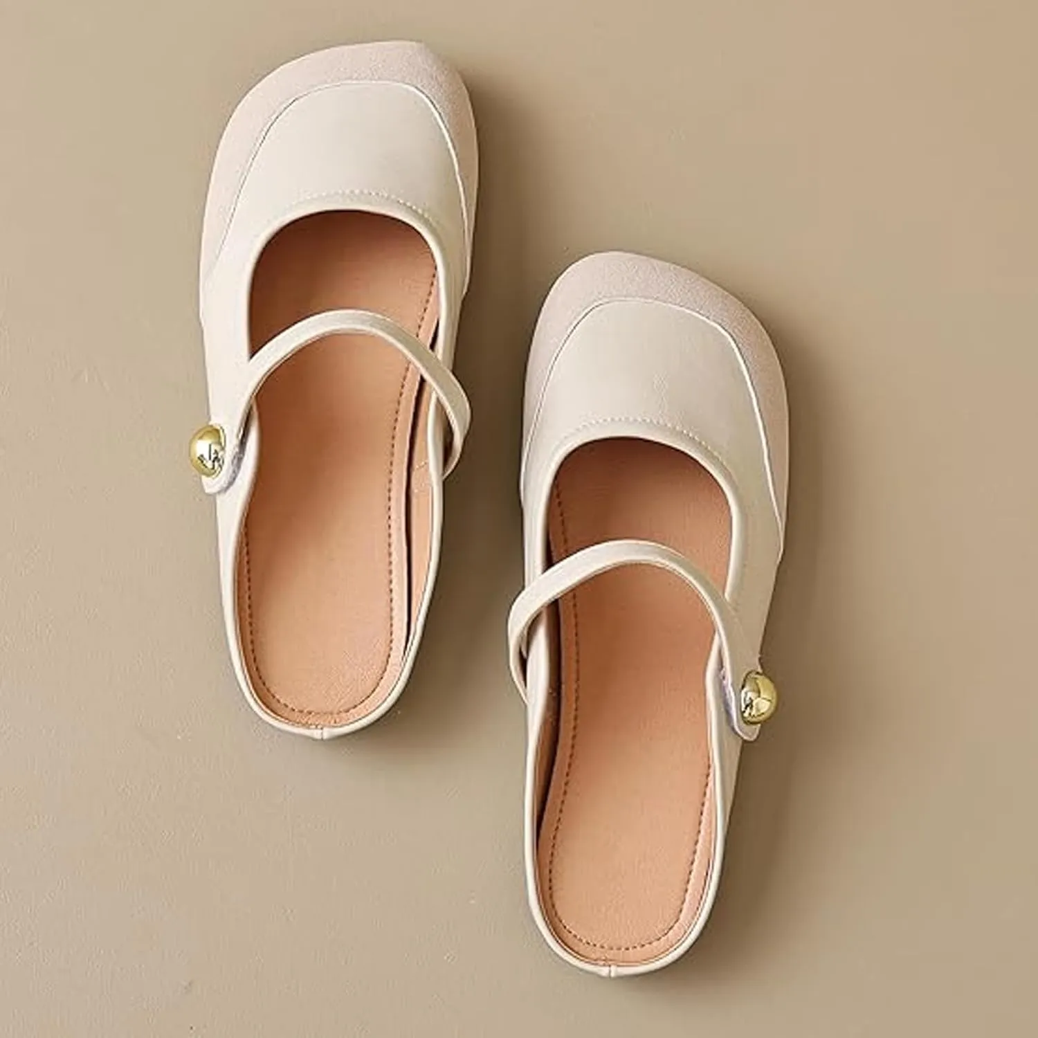 Women Mules,Adjustable Buckle Strap Mary Jane,Comfortable Slip on Shoes Mules,Closed Pointed Toe Backless Loafers