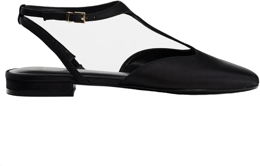 Women's Animal Print Metallic Flat Buckled Ankle Strap Closure Front Strap Open Back Party Dress Office Shoes for Women