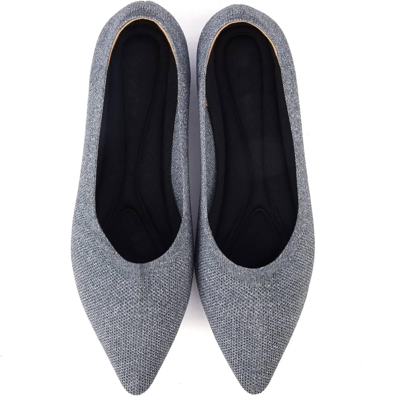 Women's Ballet Flat Shoes Knit Dress Shoes Pointed Toe Flats Comfort Slip on Walking Flats Foldable Soft Shoes
