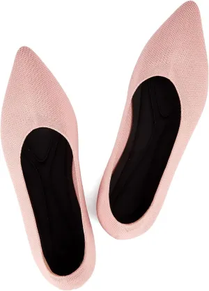 Women's Ballet Flat Shoes Knit Dress Shoes Pointed Toe Flats Comfort Slip on Walking Flats Foldable Soft Shoes