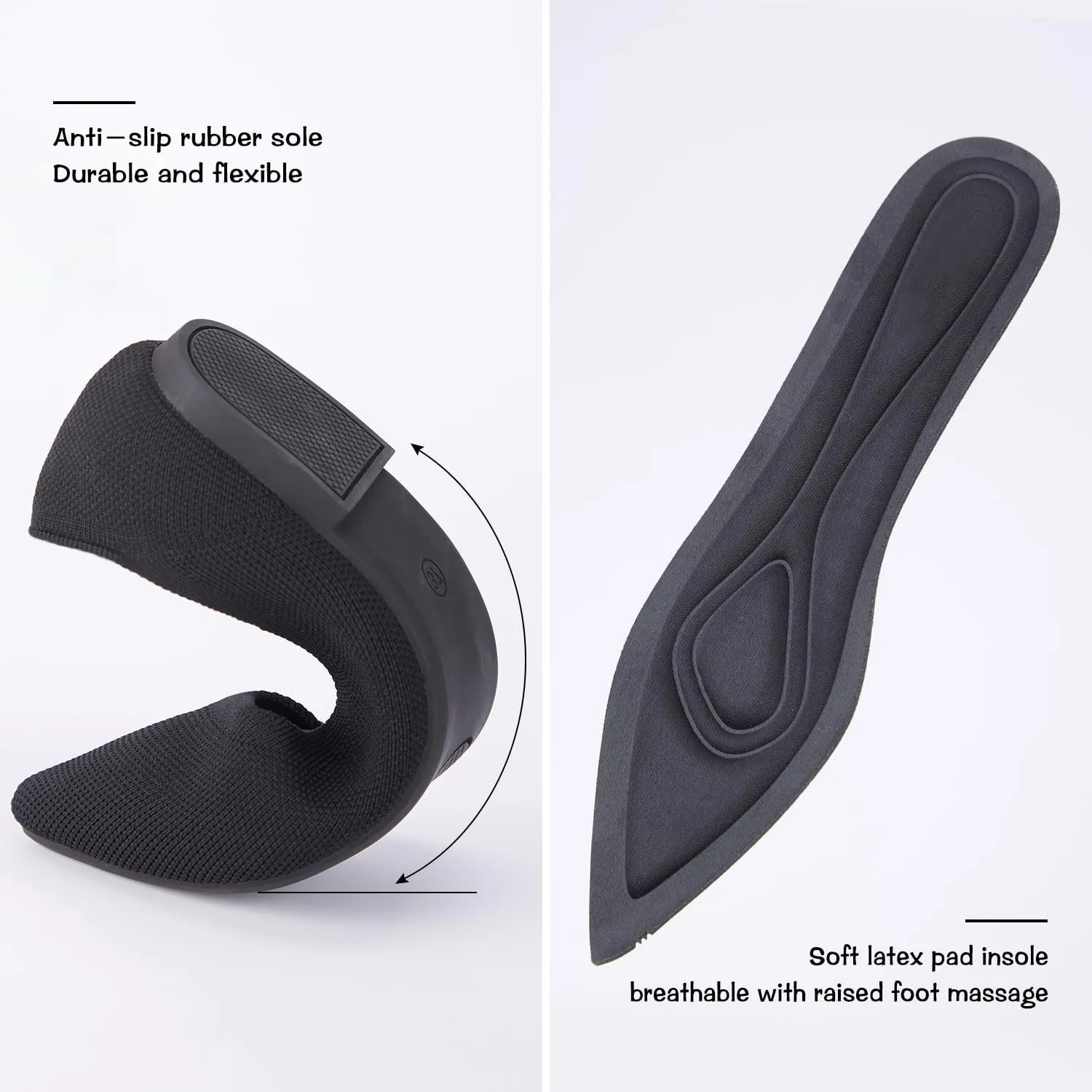 Women's Ballet Flat Shoes Knit Dress Shoes Pointed Toe Flats Comfort Slip on Walking Flats Foldable Soft Shoes