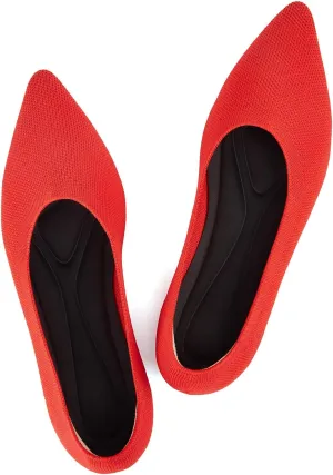 Women's Ballet Flat Shoes Knit Dress Shoes Pointed Toe Flats Comfort Slip on Walking Flats Foldable Soft Shoes