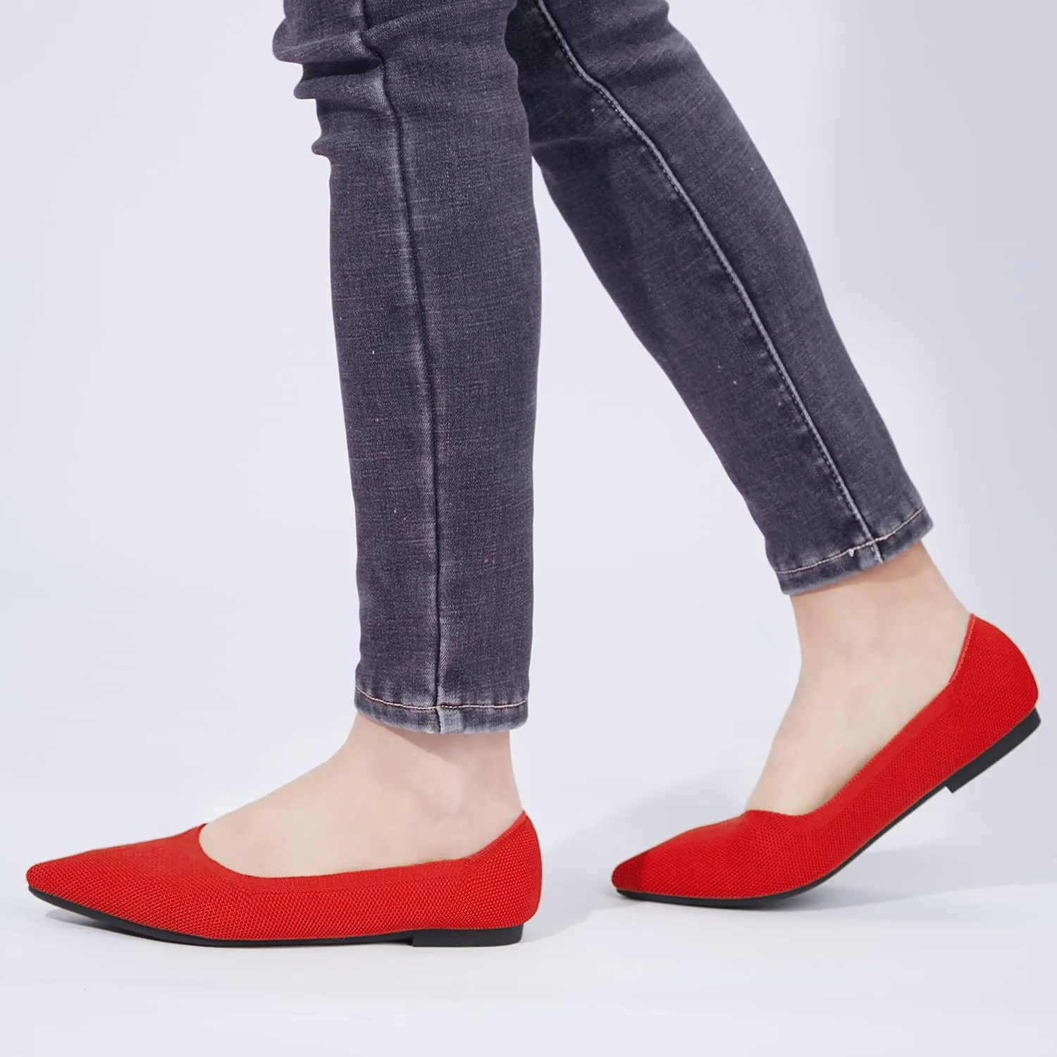 Women's Ballet Flat Shoes Knit Dress Shoes Pointed Toe Flats Comfort Slip on Walking Flats Foldable Soft Shoes