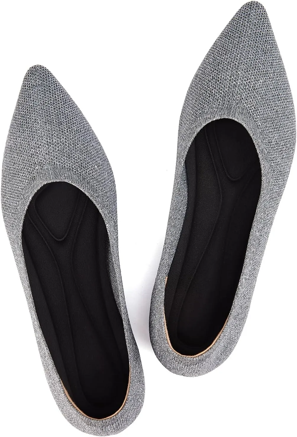 Women's Ballet Flat Shoes Knit Dress Shoes Pointed Toe Flats Comfort Slip on Walking Flats Foldable Soft Shoes