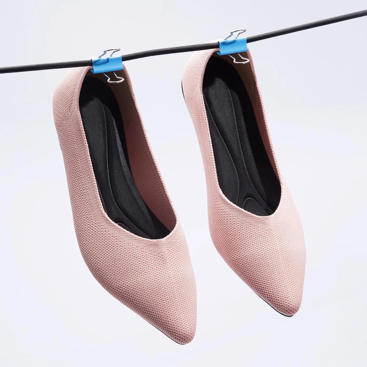 Women's Ballet Flat Shoes Knit Dress Shoes Pointed Toe Flats Comfort Slip on Walking Flats Foldable Soft Shoes