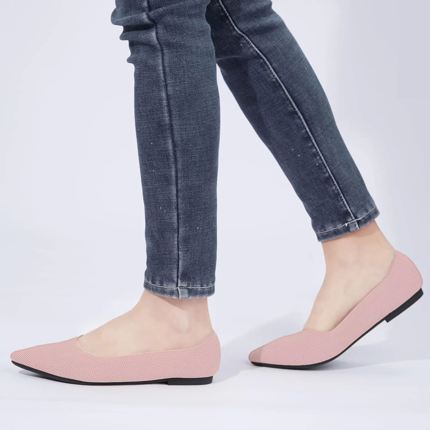 Women's Ballet Flat Shoes Knit Dress Shoes Pointed Toe Flats Comfort Slip on Walking Flats Foldable Soft Shoes