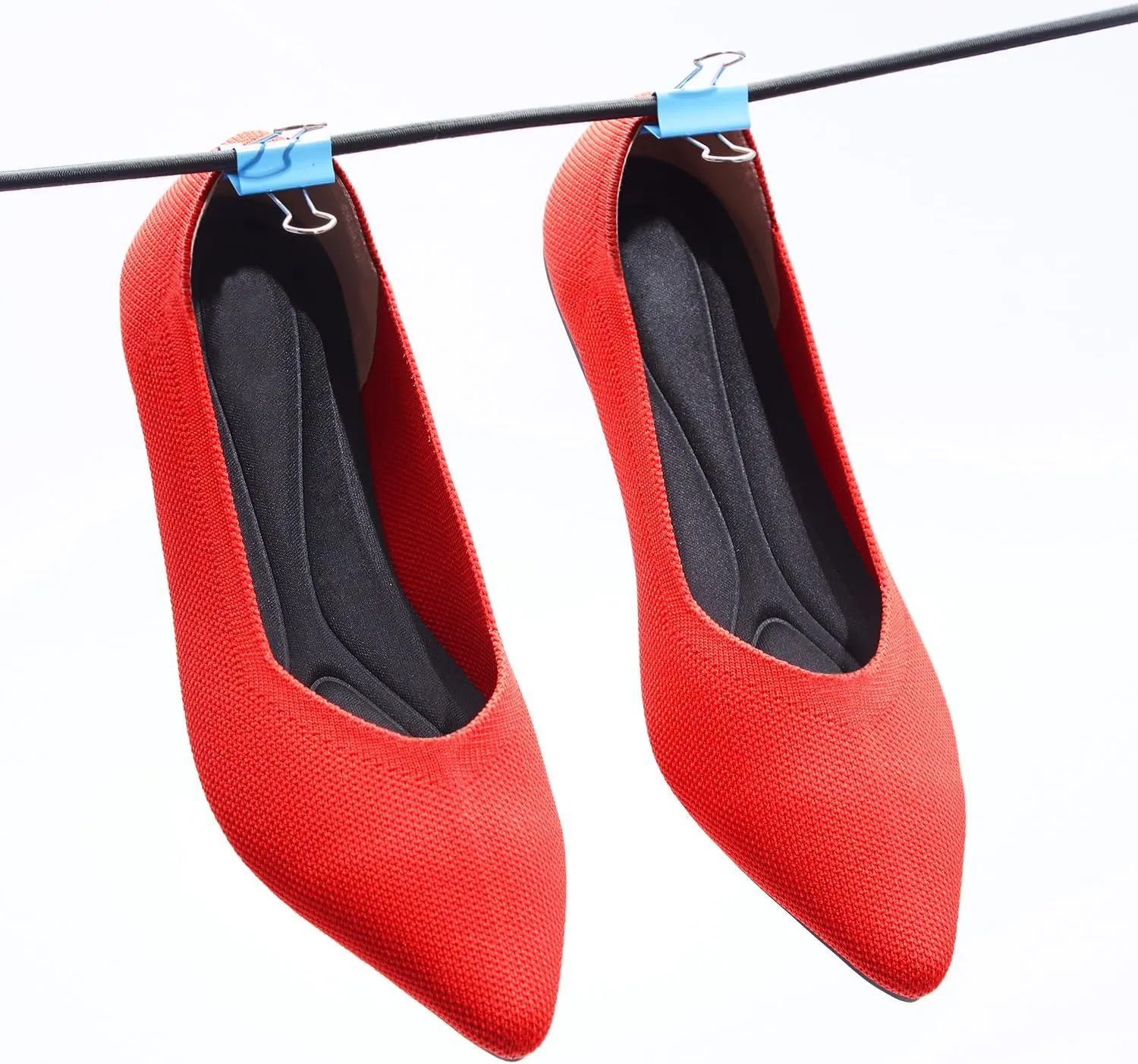 Women's Ballet Flat Shoes Knit Dress Shoes Pointed Toe Flats Comfort Slip on Walking Flats Foldable Soft Shoes