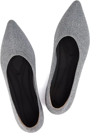 Women's Ballet Flat Shoes Knit Dress Shoes Pointed Toe Flats Comfort Slip on Walking Flats Foldable Soft Shoes