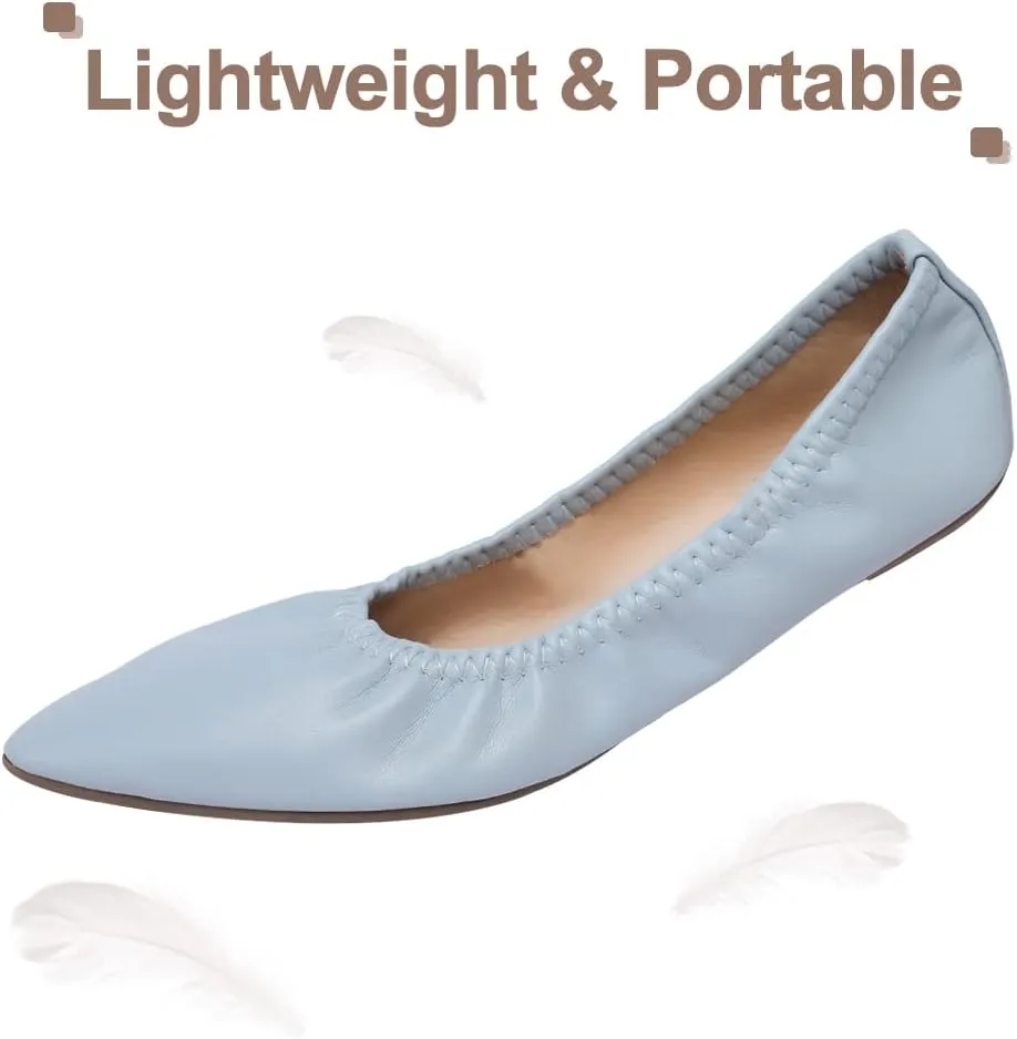 Women's Ballet Flat Slip On Flats - Classic Casual Dress Shoes, Foldable Portable Travel Ballet Walking Shoes