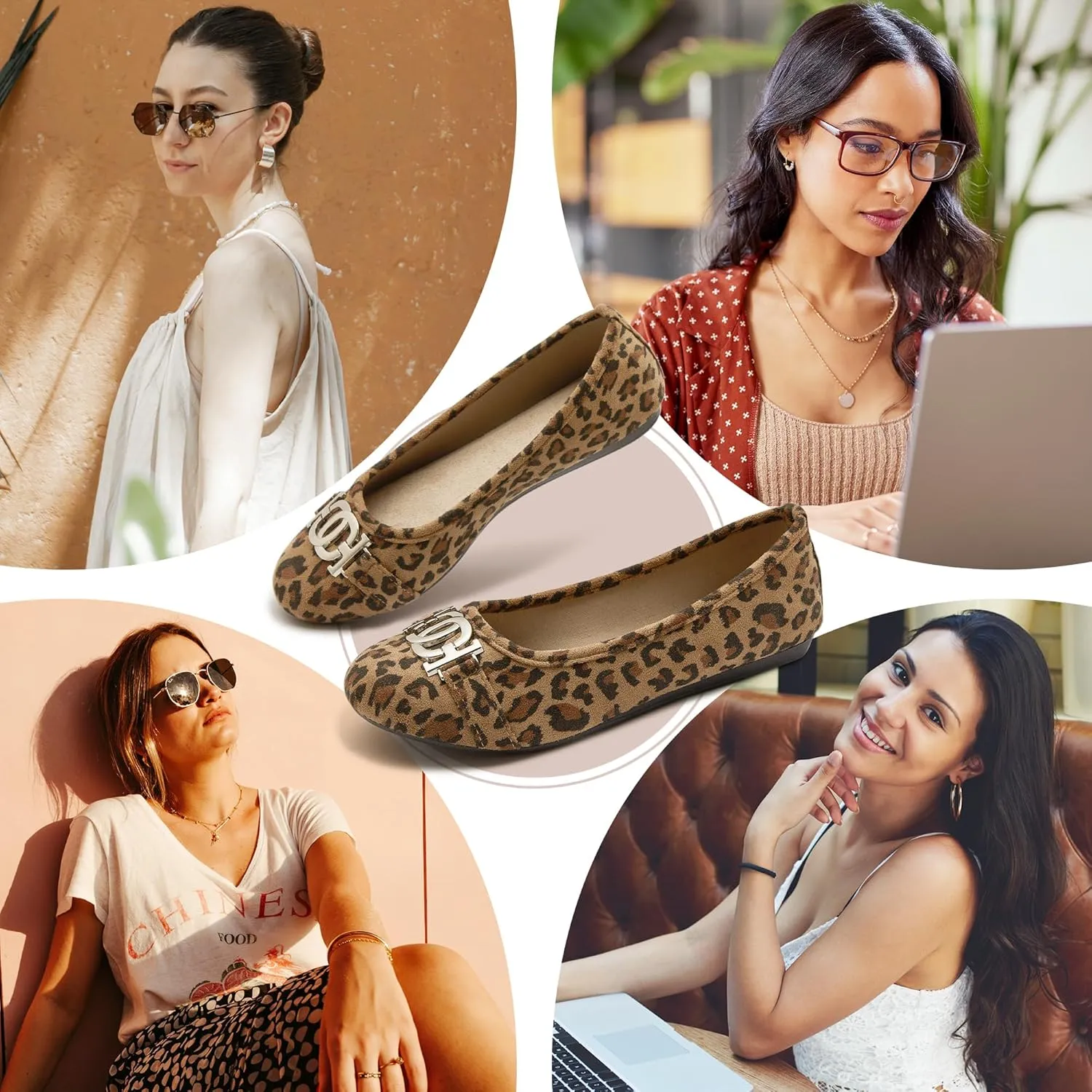 Women's Ballet Shoes Comfortable Slip on Round Toe Flat Casual Shoes for Walking, Driving, Dressy