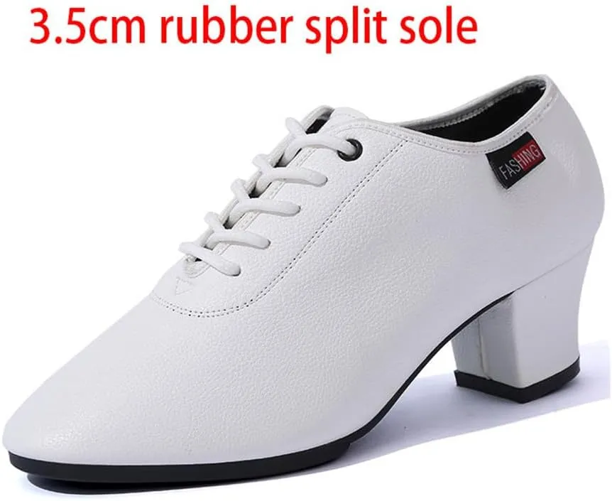 Women's Ballroom Dance Shoes, Leather Ballet Salsa Tango Practice Performance Shoes Stage Walking Shoes