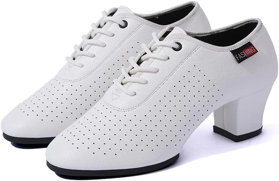 Women's Ballroom Dance Shoes, Leather Ballet Salsa Tango Practice Performance Shoes Stage Walking Shoes
