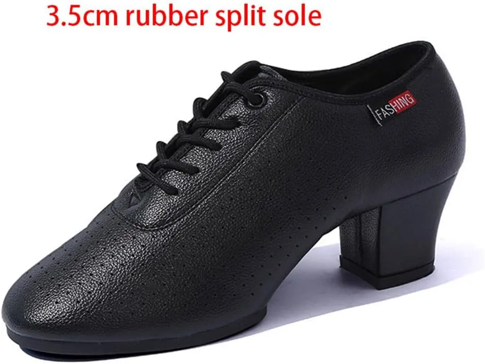 Women's Ballroom Dance Shoes, Leather Ballet Salsa Tango Practice Performance Shoes Stage Walking Shoes