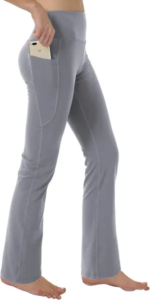 Women's Bootleg Yoga Pants with Hidden Pockets Tummy Control Running Legging Long Bootcut