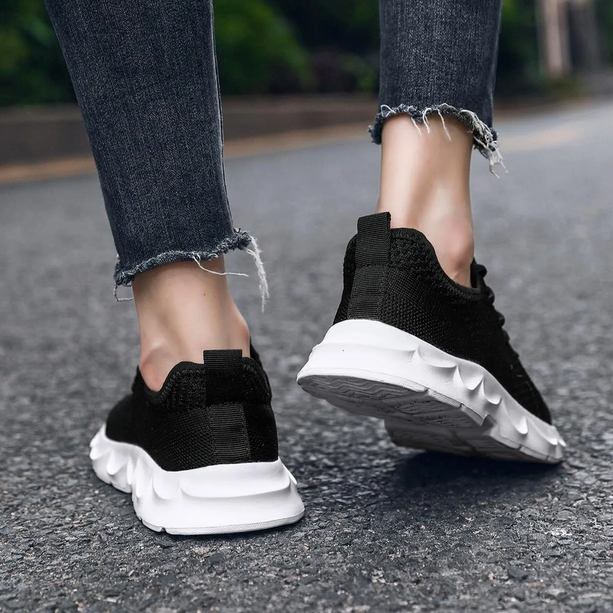 Women's Breathable Casual Athletic Sneakers, Lightweight Comfortable Slip On Gym Walking Tennis Fashion Sports Shoes