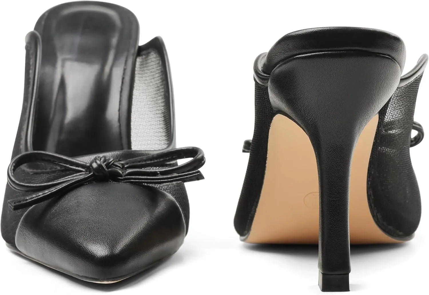 Women’s Breathable Mesh Heels Mules - Pointed Toe Kitten Heel Club Shoes Low Heels Slingback Slip-On Sandals Comfort Pumps Shoes