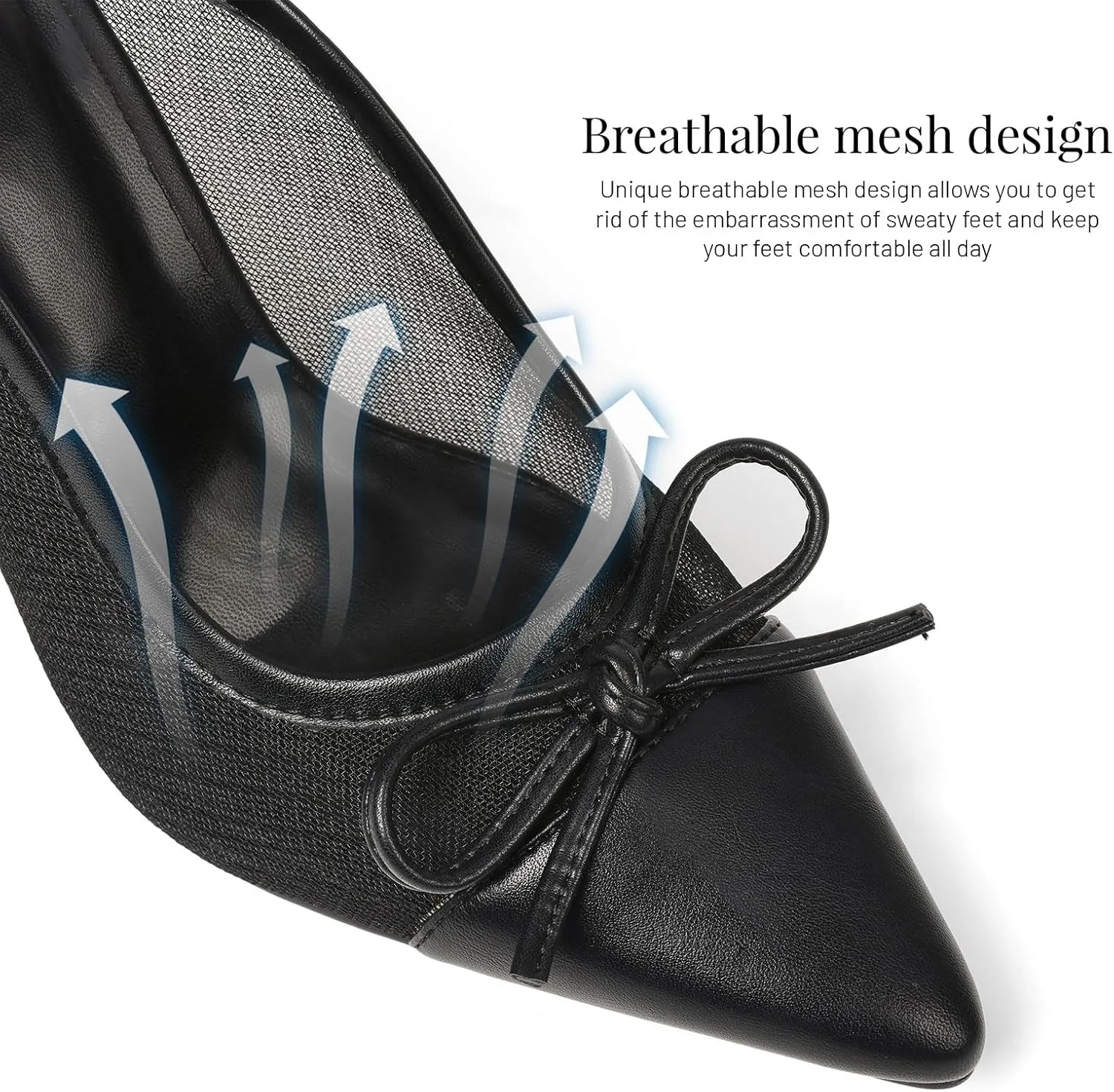 Women’s Breathable Mesh Heels Mules - Pointed Toe Kitten Heel Club Shoes Low Heels Slingback Slip-On Sandals Comfort Pumps Shoes