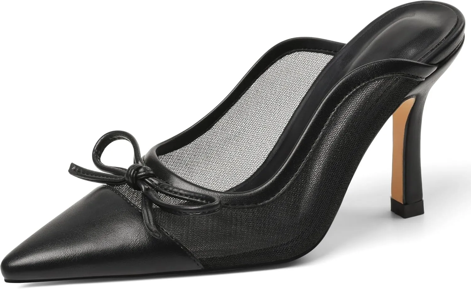 Women’s Breathable Mesh Heels Mules - Pointed Toe Kitten Heel Club Shoes Low Heels Slingback Slip-On Sandals Comfort Pumps Shoes