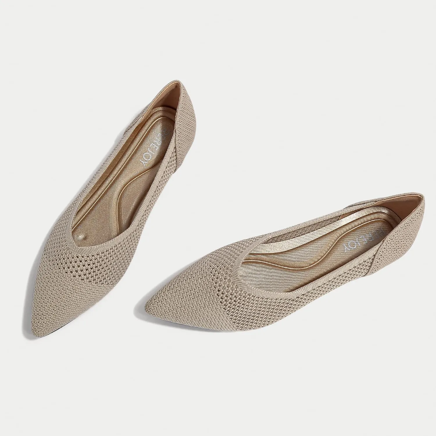 Women's Breathable Mesh Knit Ballet Flats Bow Pointed Toe Comfortable Slip On Shoes
