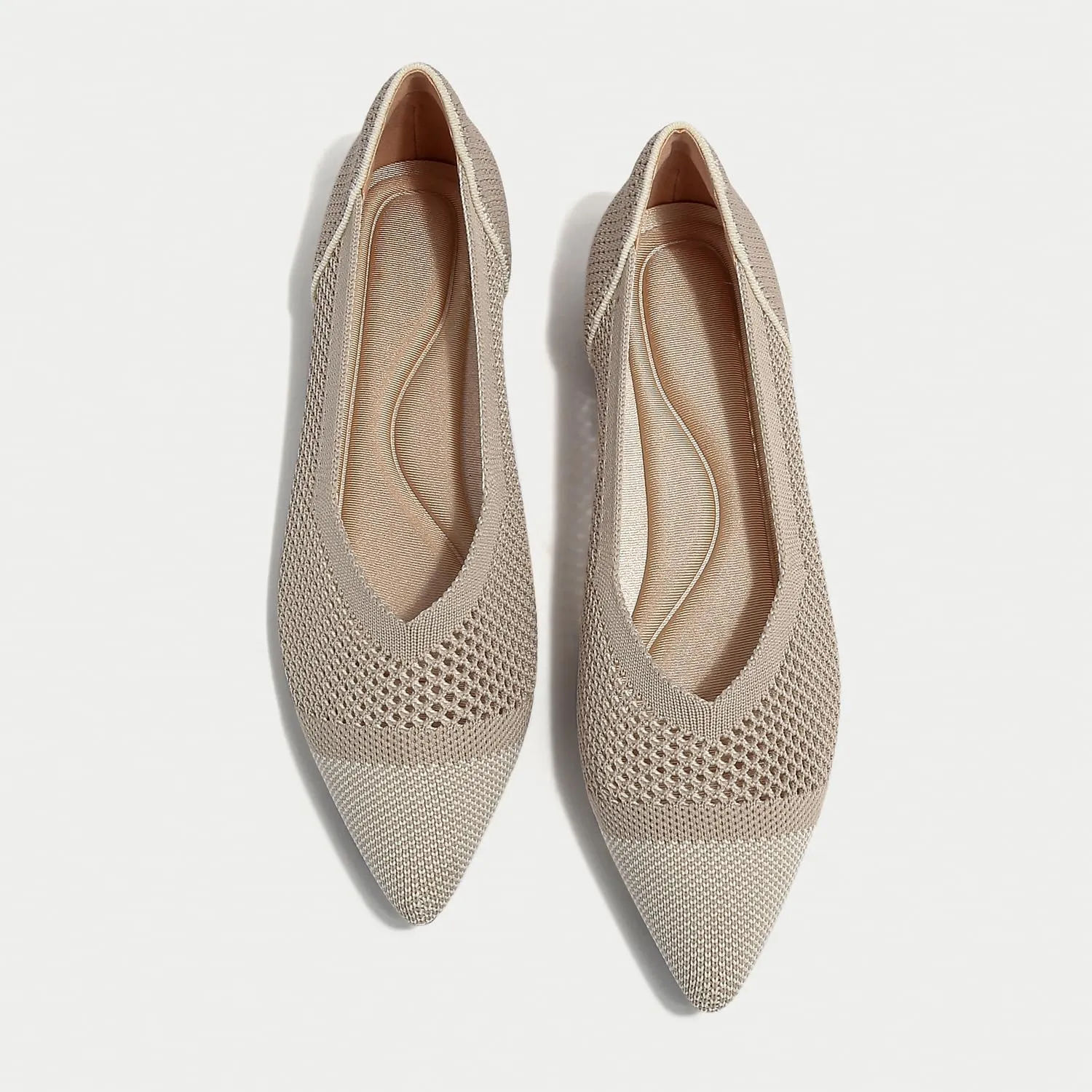 Women's Breathable Mesh Knit Ballet Flats Bow Pointed Toe Comfortable Slip On Shoes