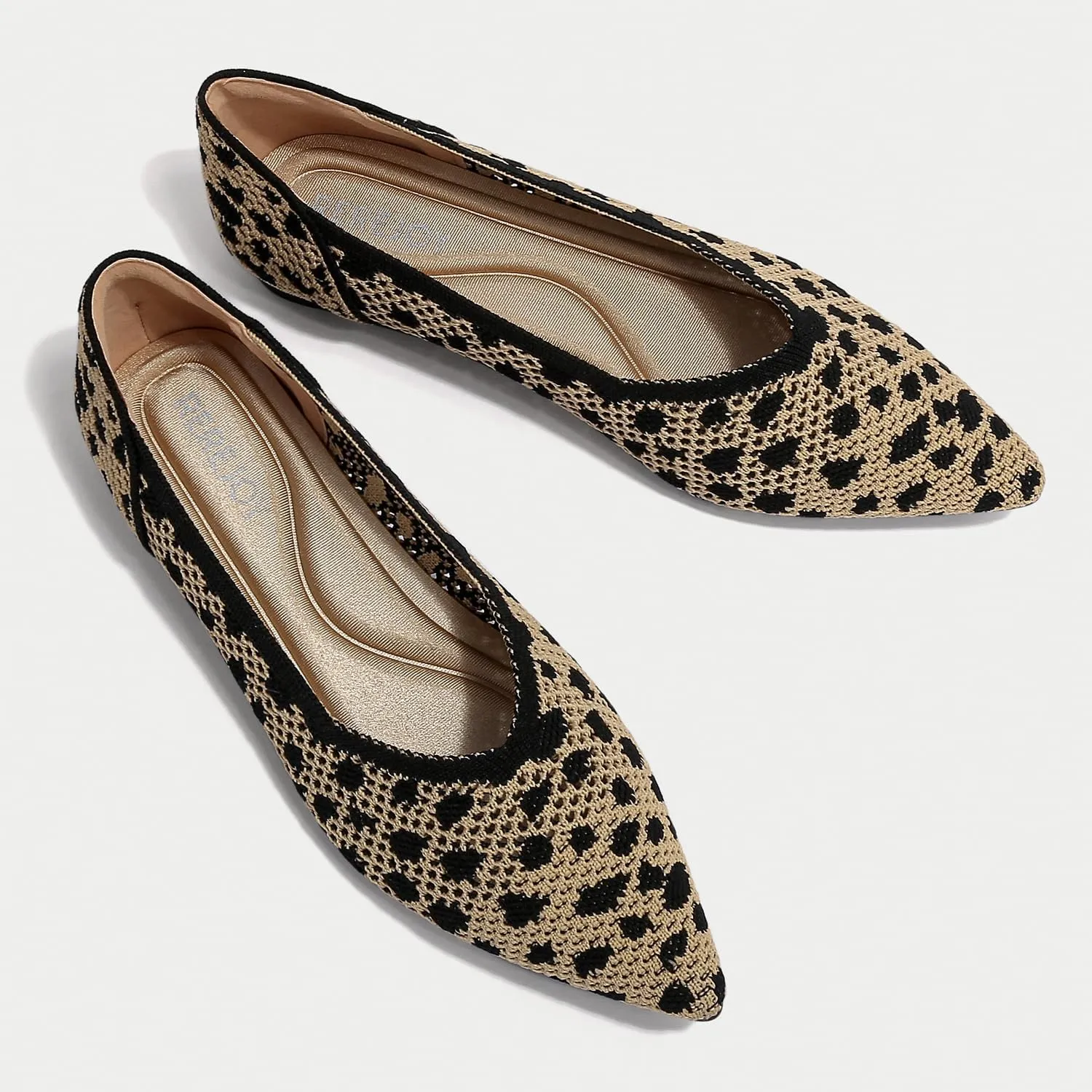 Women's Breathable Mesh Knit Ballet Flats Bow Pointed Toe Comfortable Slip On Shoes