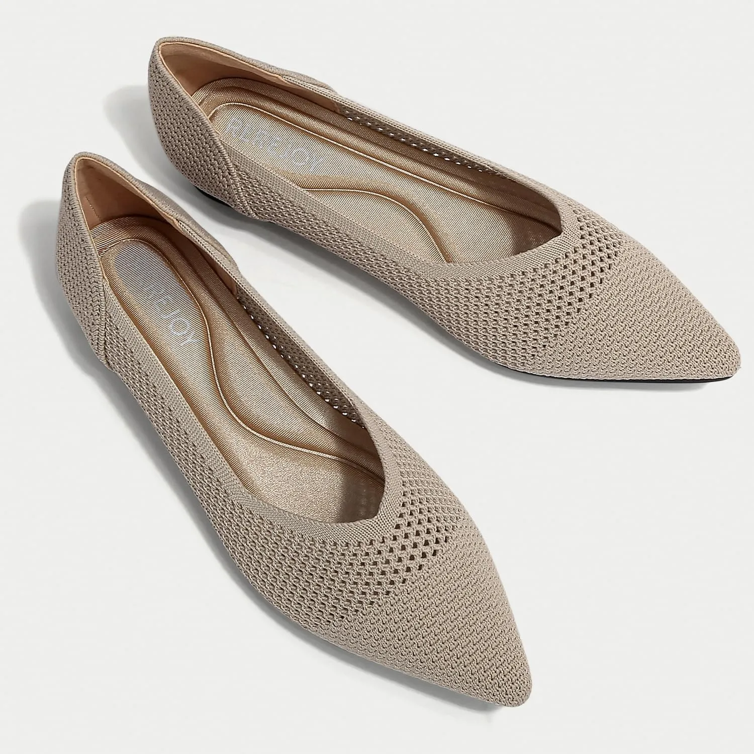 Women's Breathable Mesh Knit Ballet Flats Bow Pointed Toe Comfortable Slip On Shoes