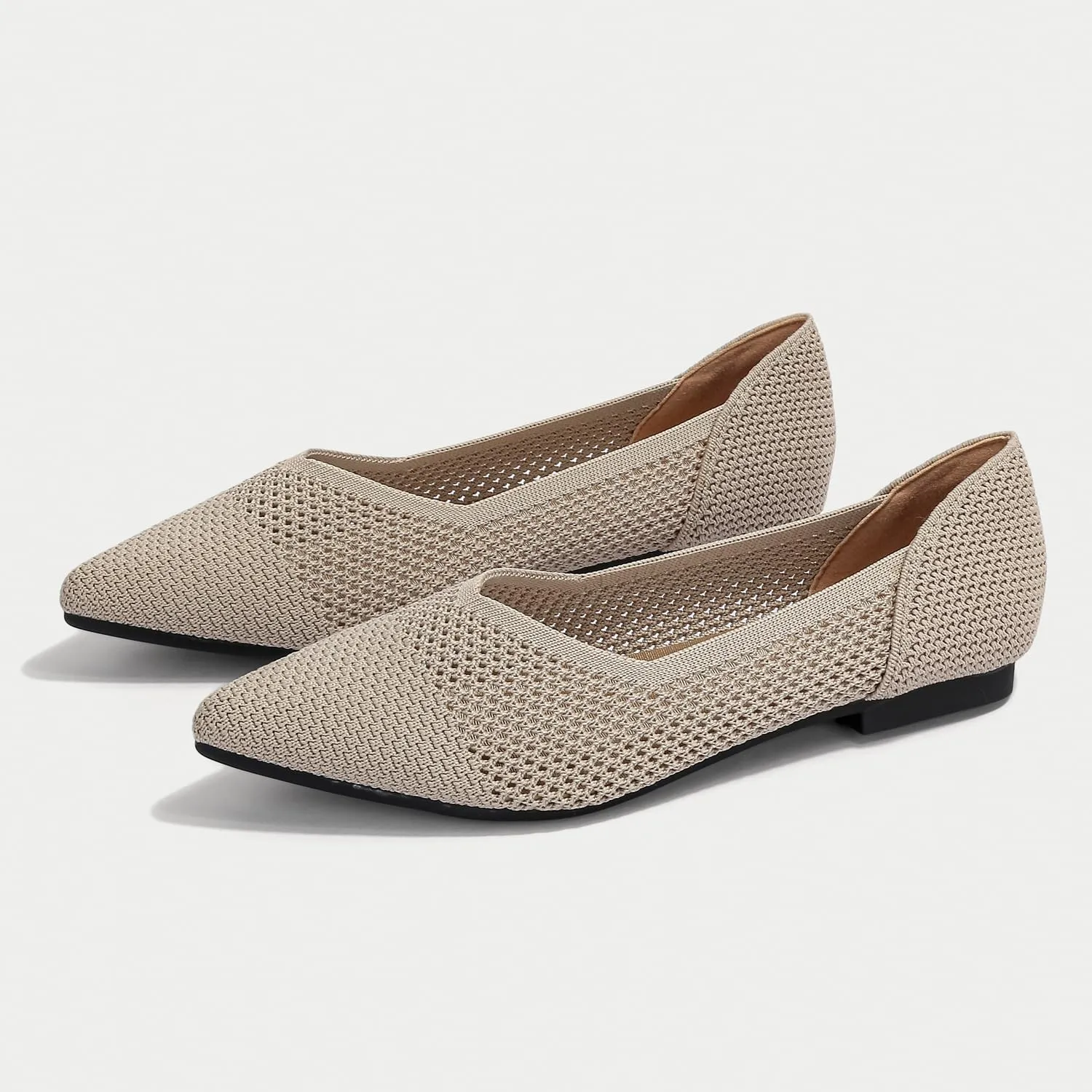 Women's Breathable Mesh Knit Ballet Flats Bow Pointed Toe Comfortable Slip On Shoes