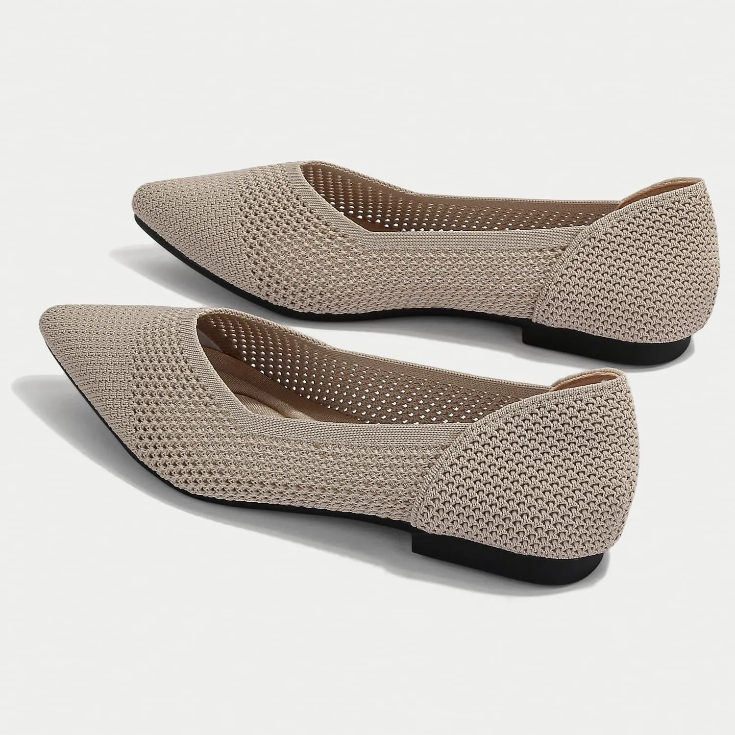 Women's Breathable Mesh Knit Ballet Flats Bow Pointed Toe Comfortable Slip On Shoes