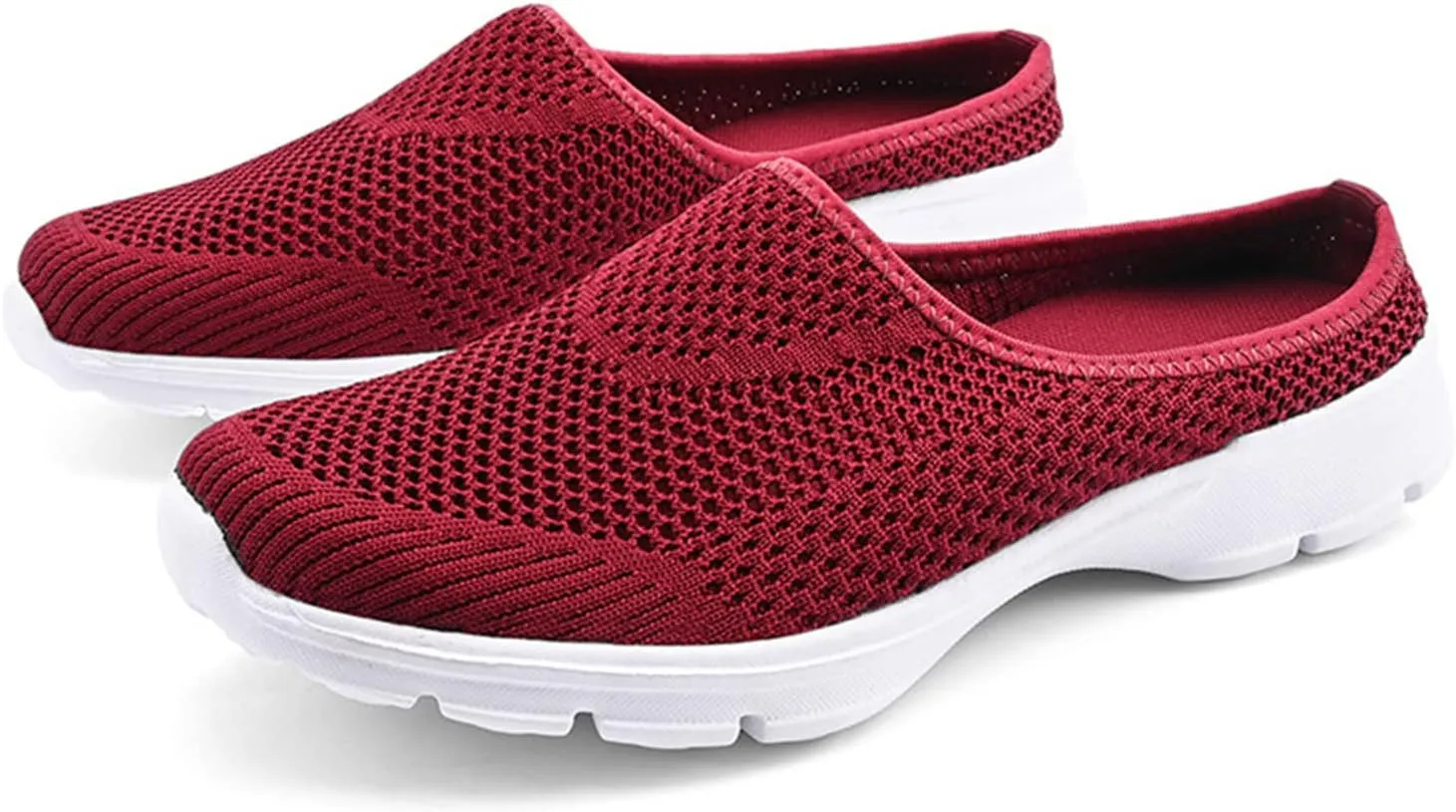 Women's Casual Slip on Half Shoes Breathable Arch Support Walking Mules Shoes Open Back Slip on Flats Non-Slip Sneakers Sandals