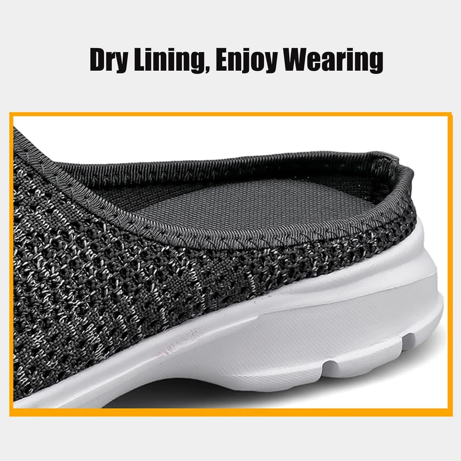 Women's Casual Slip on Half Shoes Breathable Arch Support Walking Mules Shoes Open Back Slip on Flats Non-Slip Sneakers Sandals