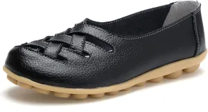 Women's Comfort Walking Casual Flat Loafer Orthopedic Breathable Leather Comfortable Hollow Soft Flats Sandals Vacation Walking Shoes Women Slip-On Indoor Outdoor