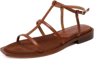 Women's Comfortable Low Heel Summer Open Toe Strappy Flat Gladiator Sandals