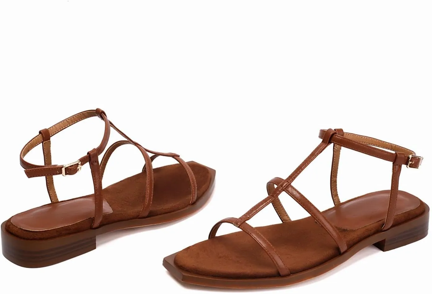 Women's Comfortable Low Heel Summer Open Toe Strappy Flat Gladiator Sandals