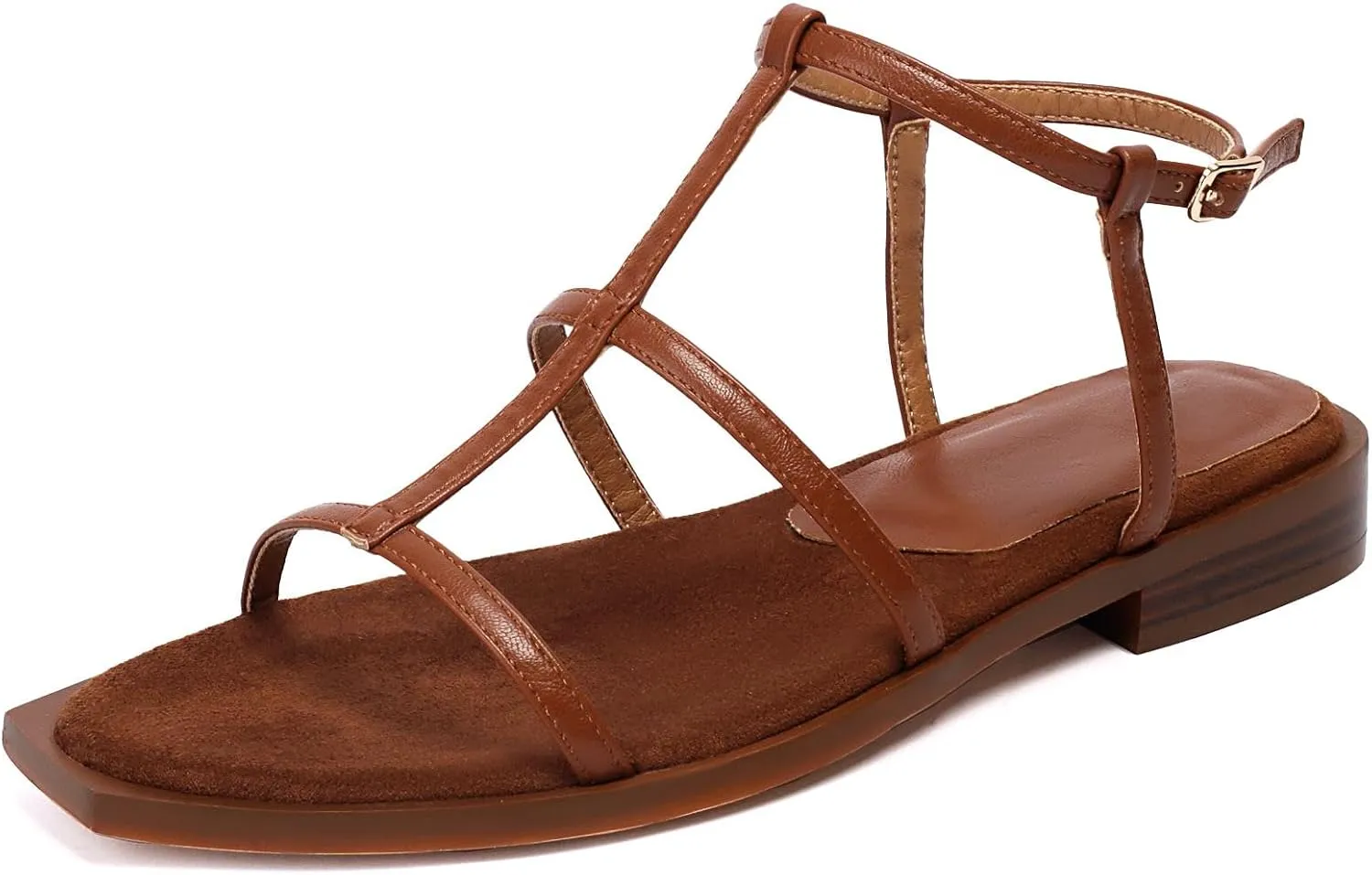 Women's Comfortable Low Heel Summer Open Toe Strappy Flat Gladiator Sandals