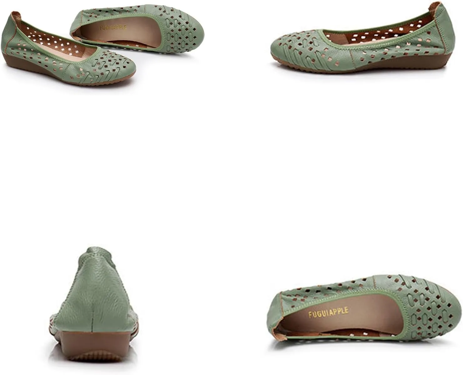 Women's Cowhide Cutout Soft Sole Loafers,Breathable Comfortable Slip On Driving Shoes Casual Walking Shoes